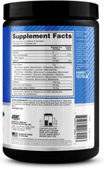 Back label view displaying the micronized BCAA and essential amino acid profile ingredients.