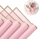 Gloreyan Gold Edge Flower Wrapping Paper Pink front view showing glossy golden border sheets.