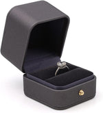 Wedding Ring Box Engagement Box Wine Red, Square Leather Velvet Jewelry Ring Bearer Box, Premium Gorgeous Vintage Double Slots Ring Box for Proposal, Ceremony, Anniversary, Gift - Image 10