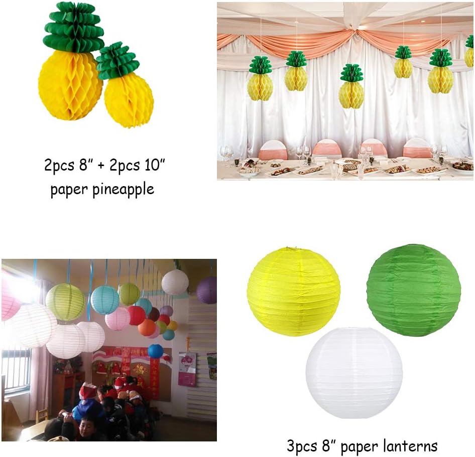 HOONAO tropical party supplies styled on a birthday dessert table