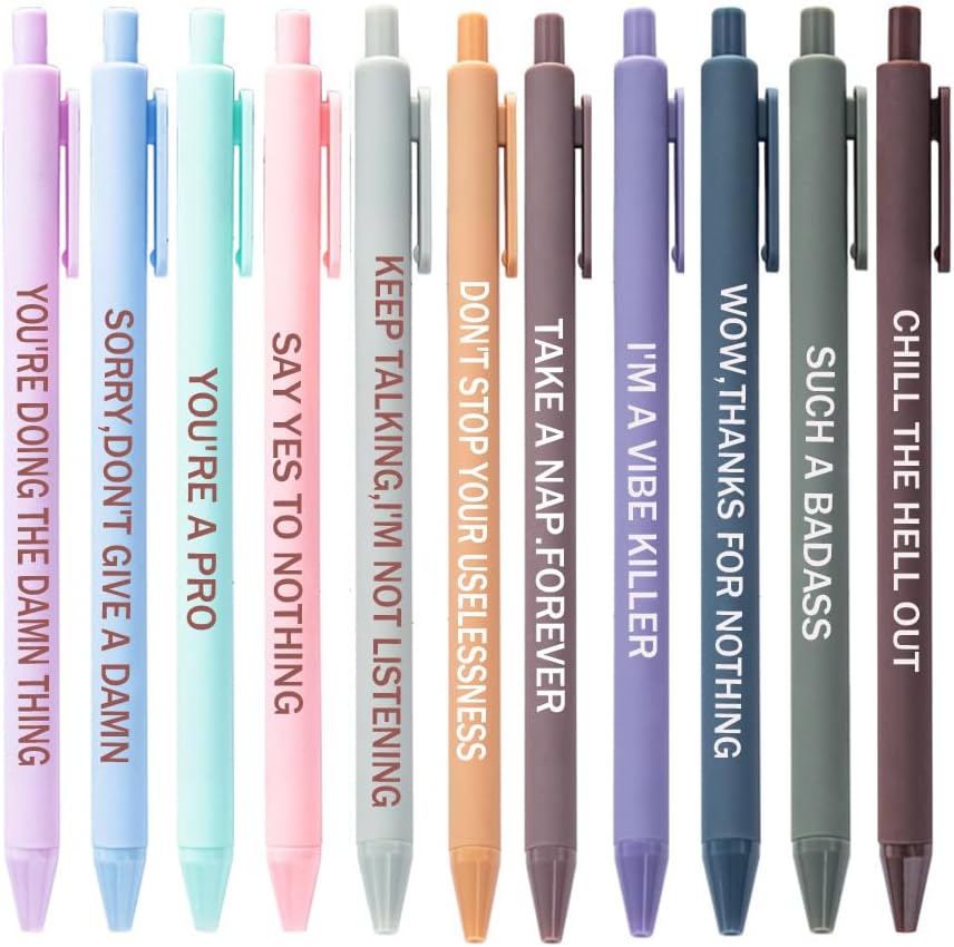 Cityhermit funny coworker gift pens package layout displaying all eleven units.