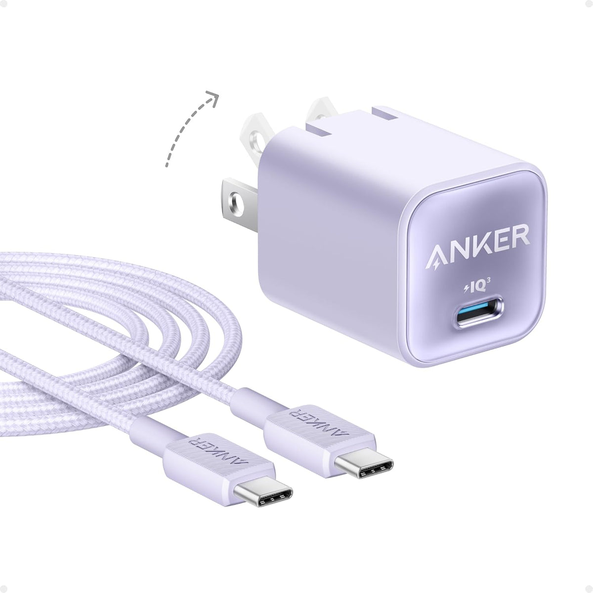 Anker Nano Charger 30W Violet front view showing compact design