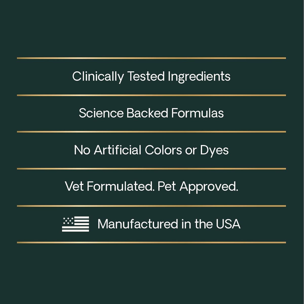USA imported VetriScience pet health supplements packaging back details