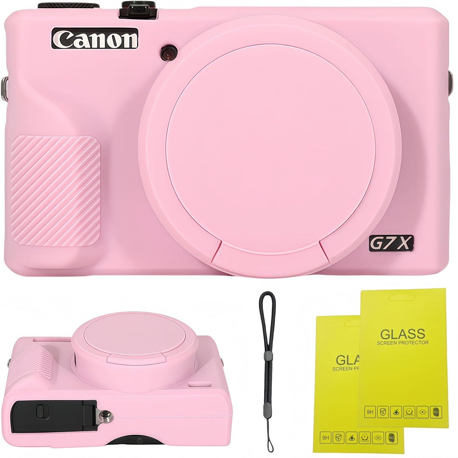 SZHSYJY pink silicone case for Canon PowerShot G7X Mark III front view
