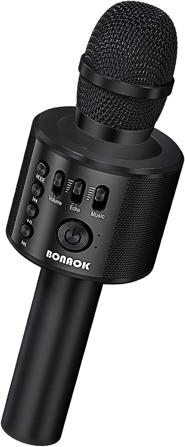 BONAOK wireless bluetooth karaoke microphone front view