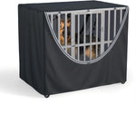 MDHAO heavy duty black winter dog kennel cover close up view of premium zippers