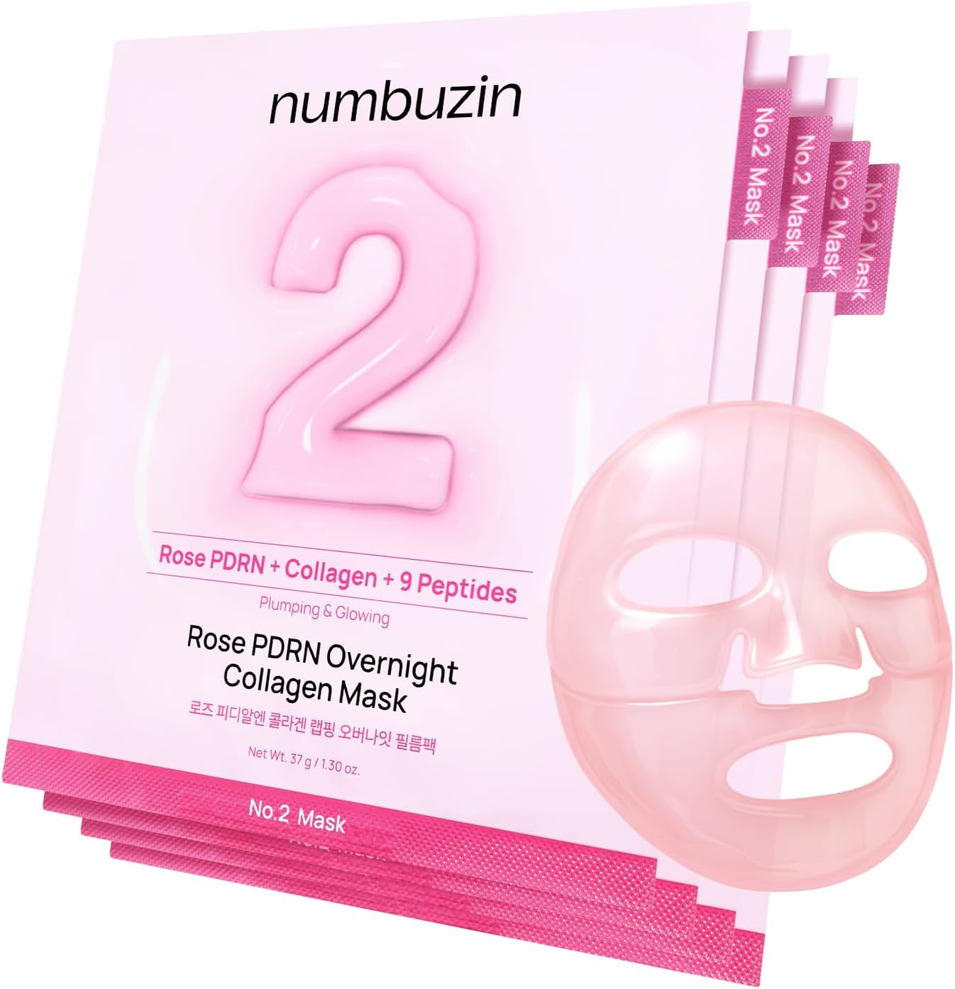 Numbuzin Number Two Rose PDRN Overnight Collagen Mask front view packaging