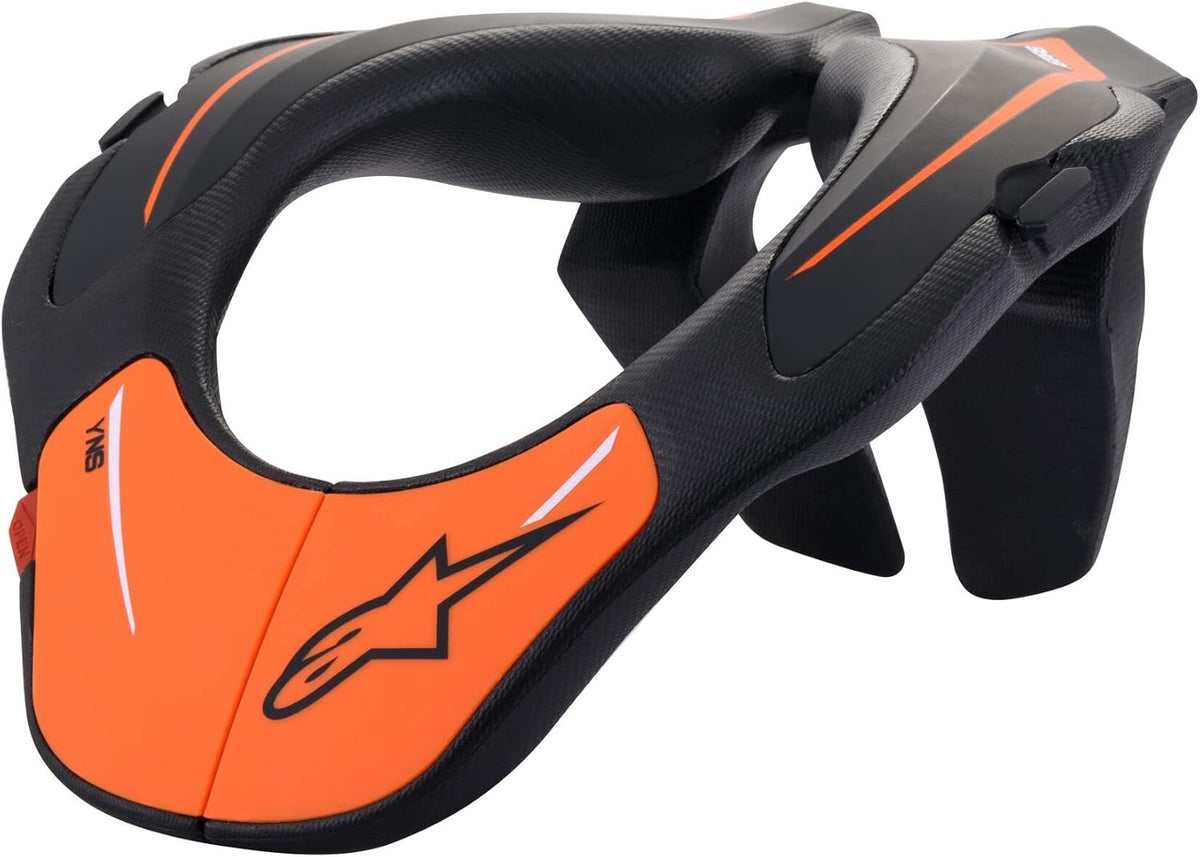 Alpinestars Youth Neck Support front view black and orange protective riding collar