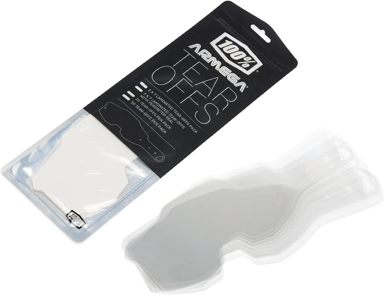 100% Armega Standard Tear-Offs 50 Pack front view protective films