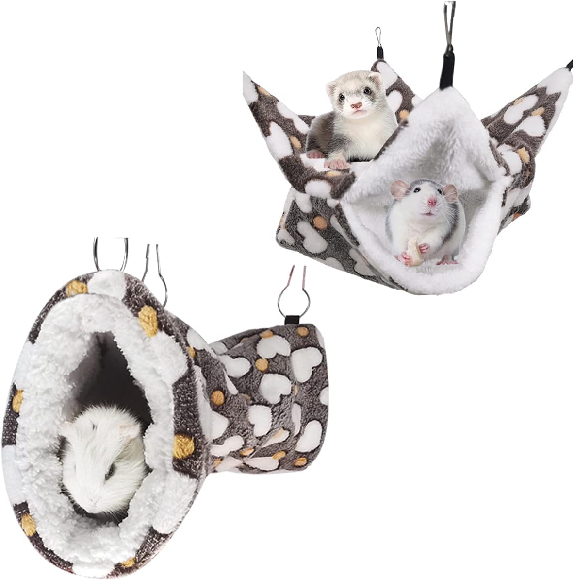 Leftstarer cashmere pet tunnel and bunkbed hammock set front view