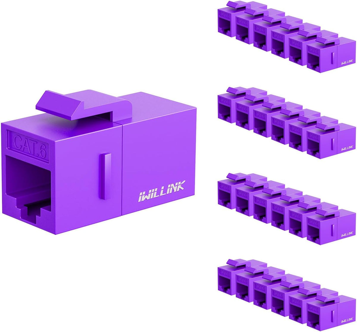 iwillink RJ45 Cat6 Keystone Coupler, Keystone Jack 25-Pack, Red | Female to Female Cat6 Keystone Jack, UTP RJ45 Keystone Coupler Insert, Ethernet Coupler for Cat6/Cat5e/Cat5 - Image 10