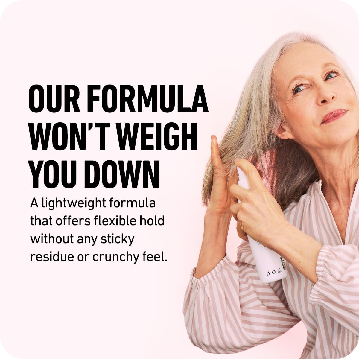 Model demonstrating volume results with Boldify spray