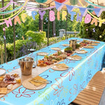 Oudain 2 Sheets Sponge Birthday Party Supplies Blue Ocean Flower Tablecloth 54 x 108 Inch Plastic Table Covers for Birthday Party Decorations - Image 6