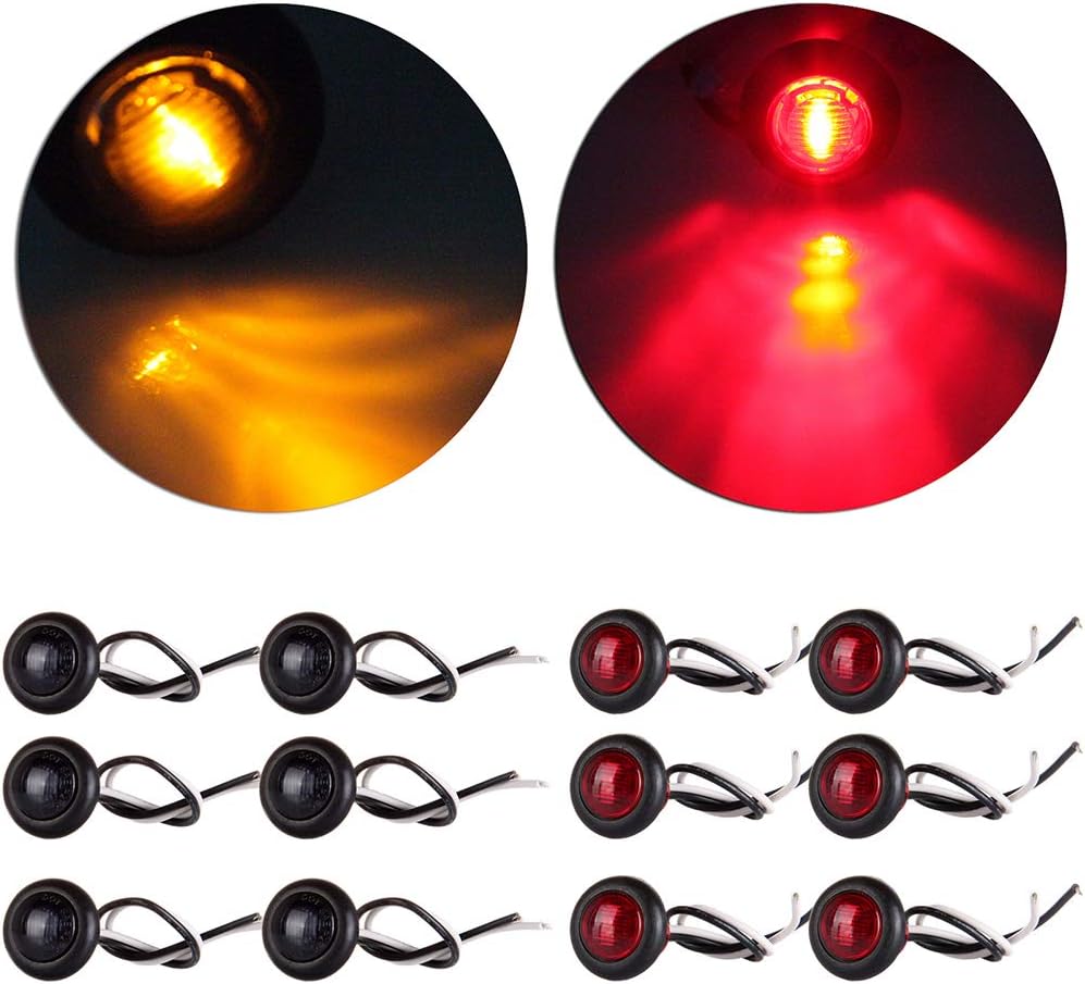 ECCPP round LED side marker lights 12 pack front view for truck clearance lighting.