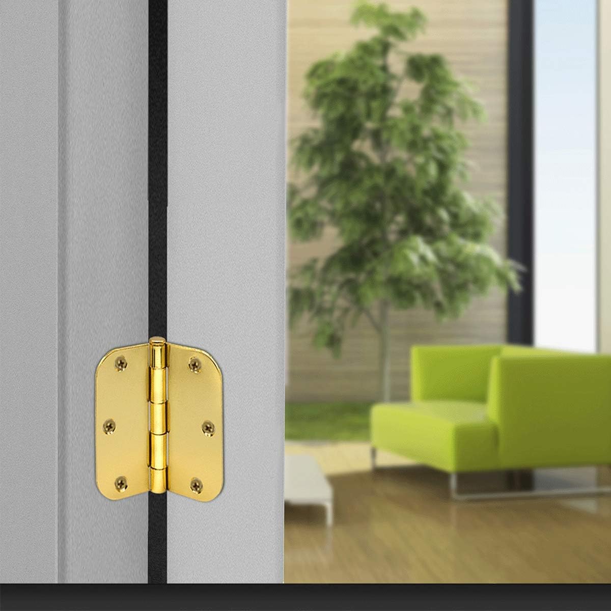 Pack of three 3.5 inch door hinges with 5/8 inch radius corners