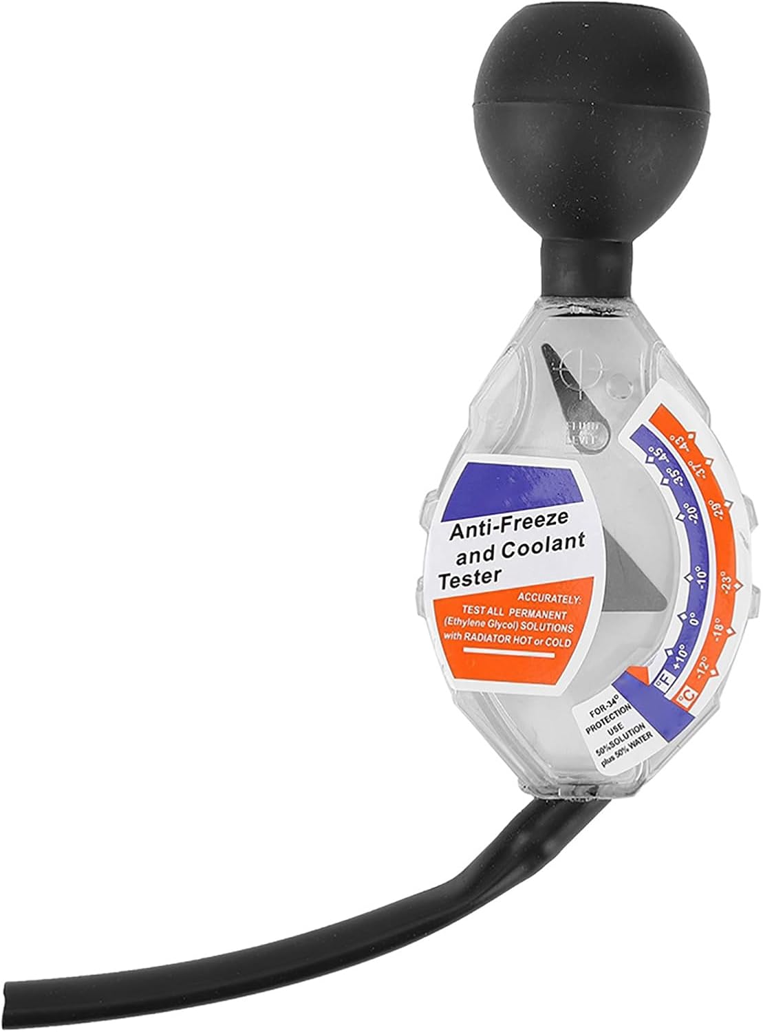 Trouvaille antifreeze tester front view showing the dual calibration scale dial
