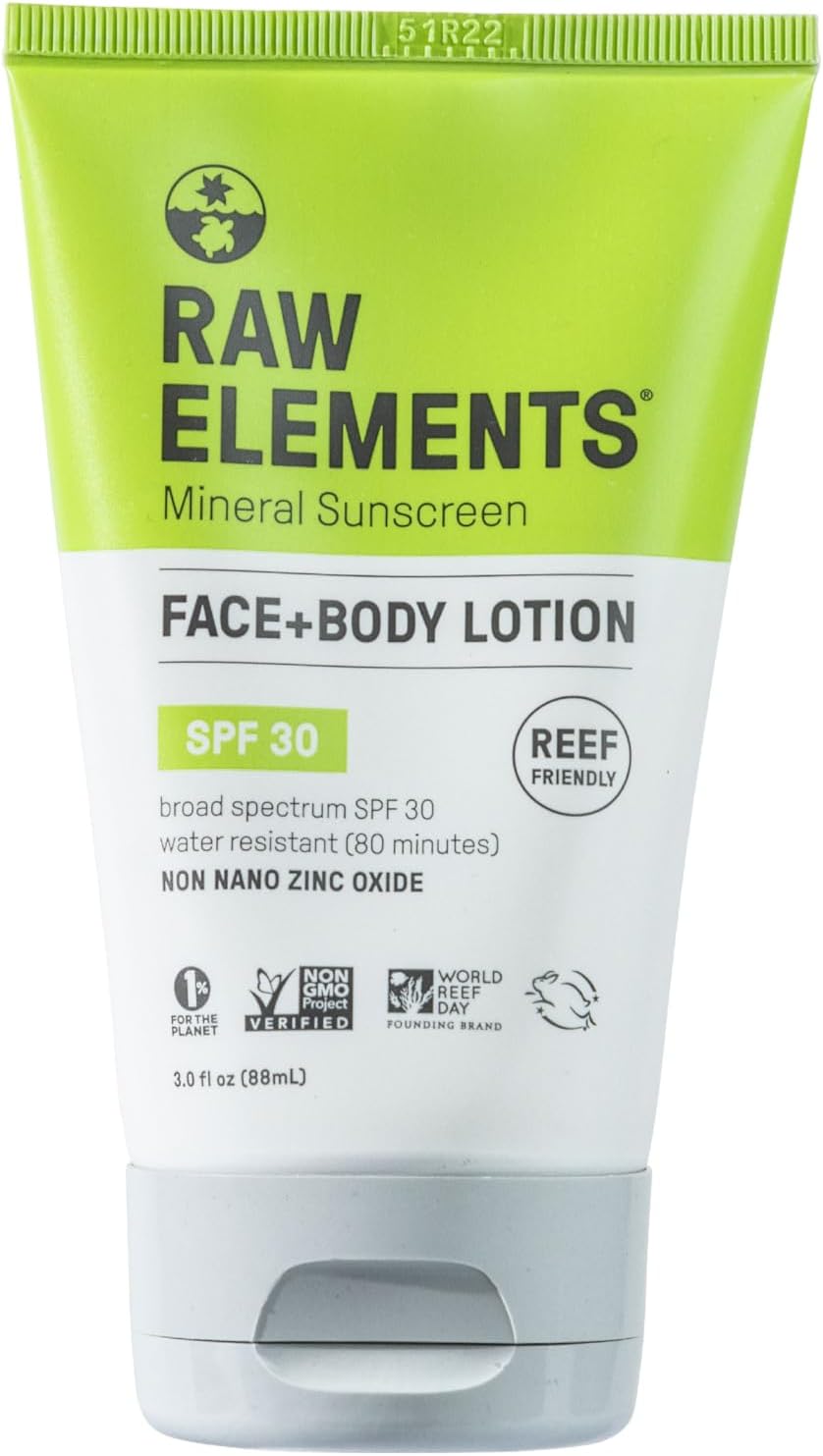 Raw Elements Face and Body Mineral Sunscreen front view container
