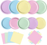 Oigco 150 Piece Pastel Party Supplies Set Front View