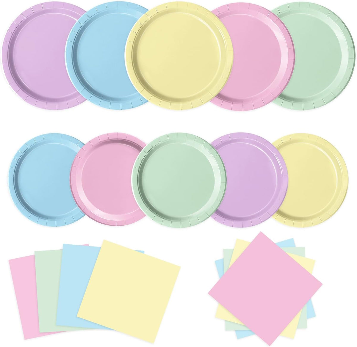 Oigco 150 Piece Pastel Party Supplies Set Front View