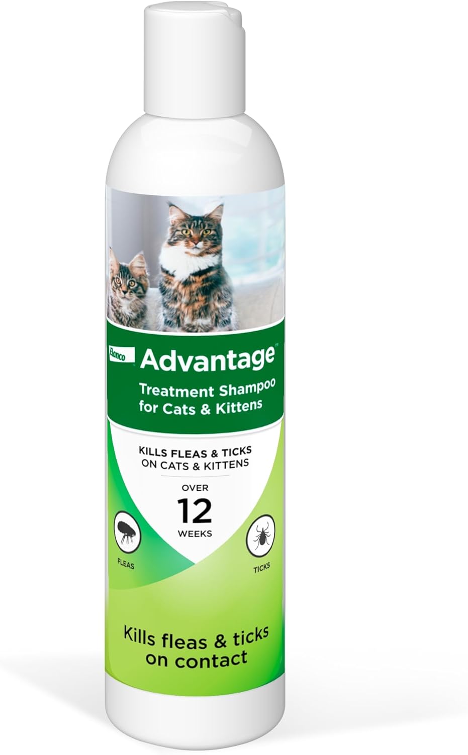 Advantage Cat Flea and Tick Shampoo front view bottle for feline pest control