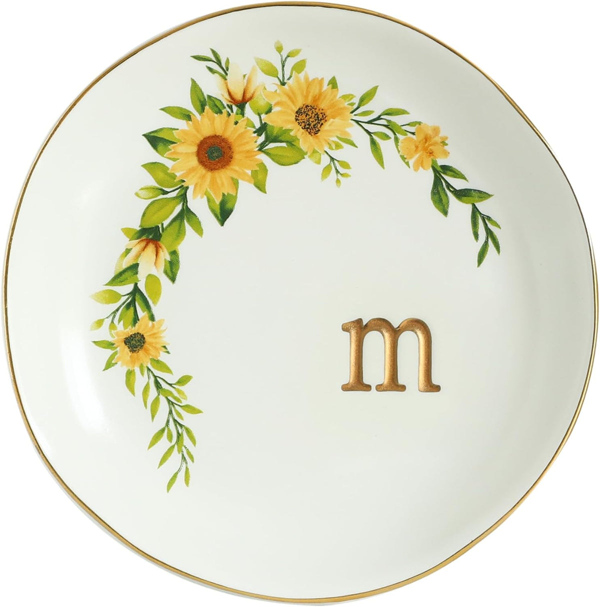 Collective Home monogram trinket dish displaying gold letter m detail