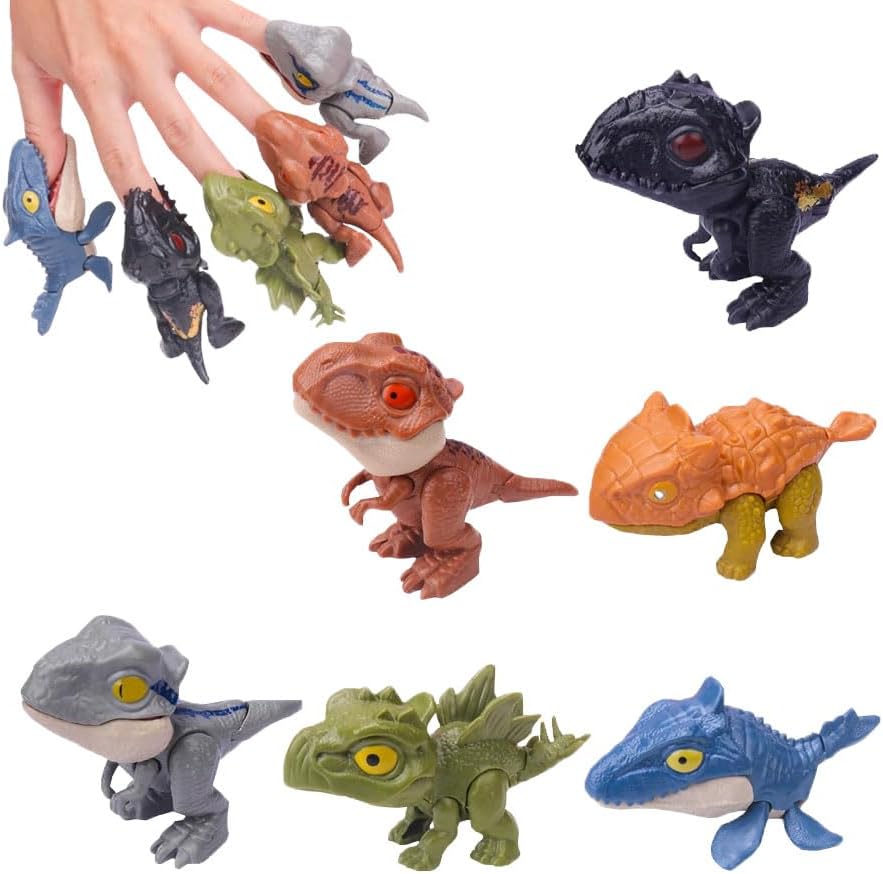 Winbar 6 pieces biting finger dinosaur toys front view set