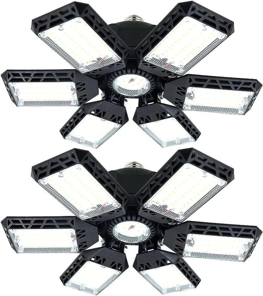 LED Garage Light,150W Deformable Garage Ceiling Lights,15000LM, 4 Adjustable Panels, E26/E27 Shop Lights for Basement, Barn, Workshop,High Bay Light - Image 10