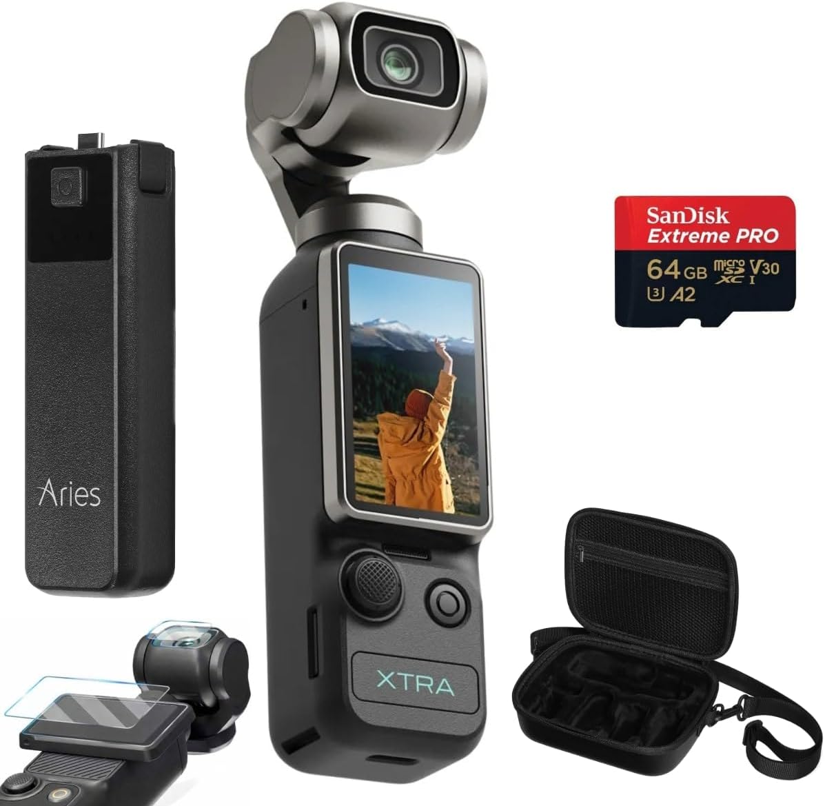 Xtra Edge Muse 4K Action Camera bundle front view with accessories