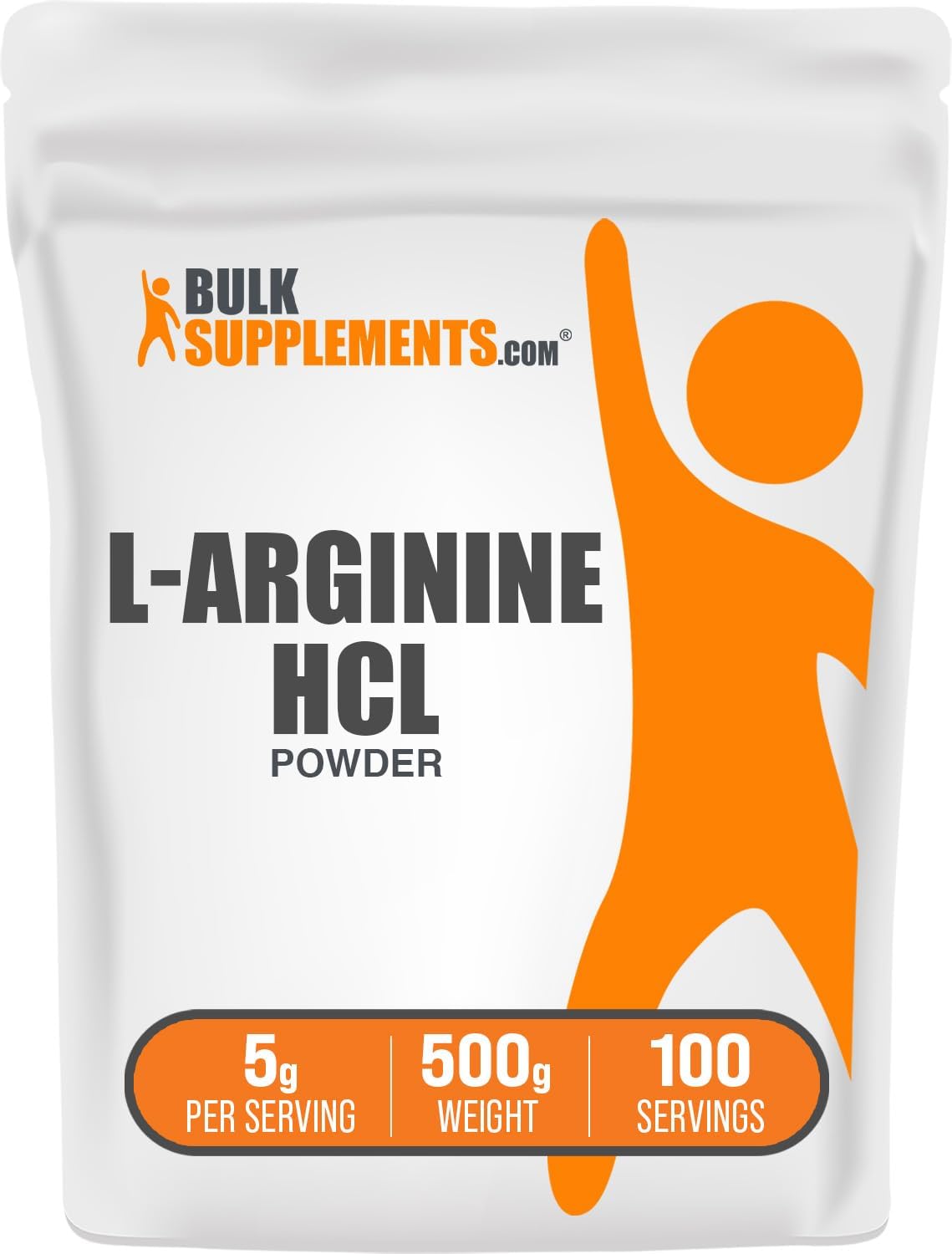 BulkSupplements L-Arginine HCl unflavored fitness supplement back view
