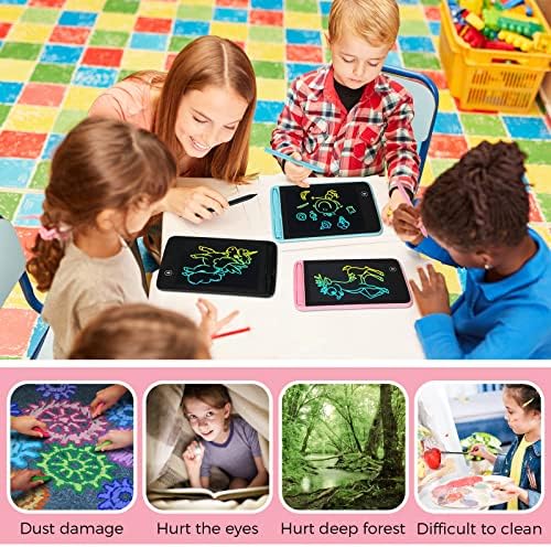 Close up of LCD writing tablet erase button and lock switch