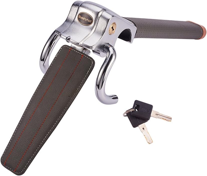 Blueshyhall Vehicle Steering Wheel Lock, Anti Theft Locking Devices Heavy Duty Security Lock with Safety Hammer for Auto Car Truck SUV Van Camper, Grey - Image 4