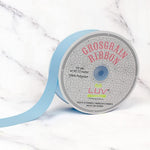 Luv Ribbons light blue grosgrain ribbon textured weave close up