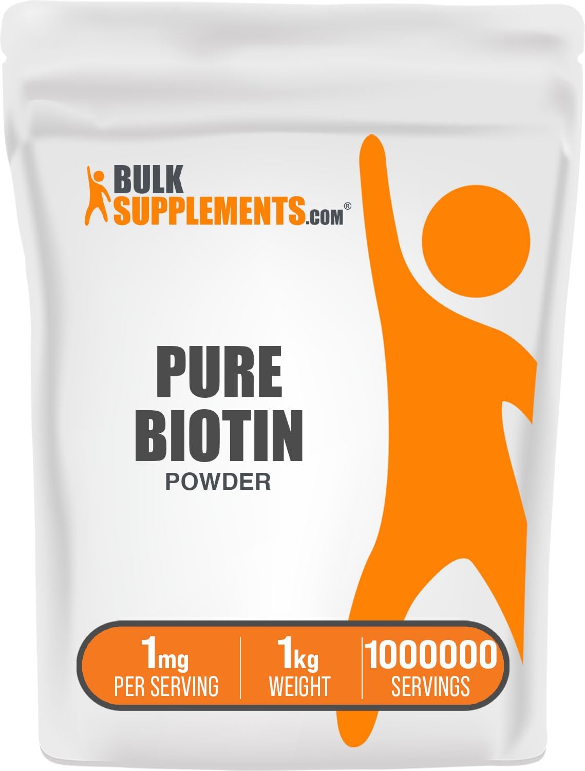 Milligram precise pure biotin powder for daily wellness.