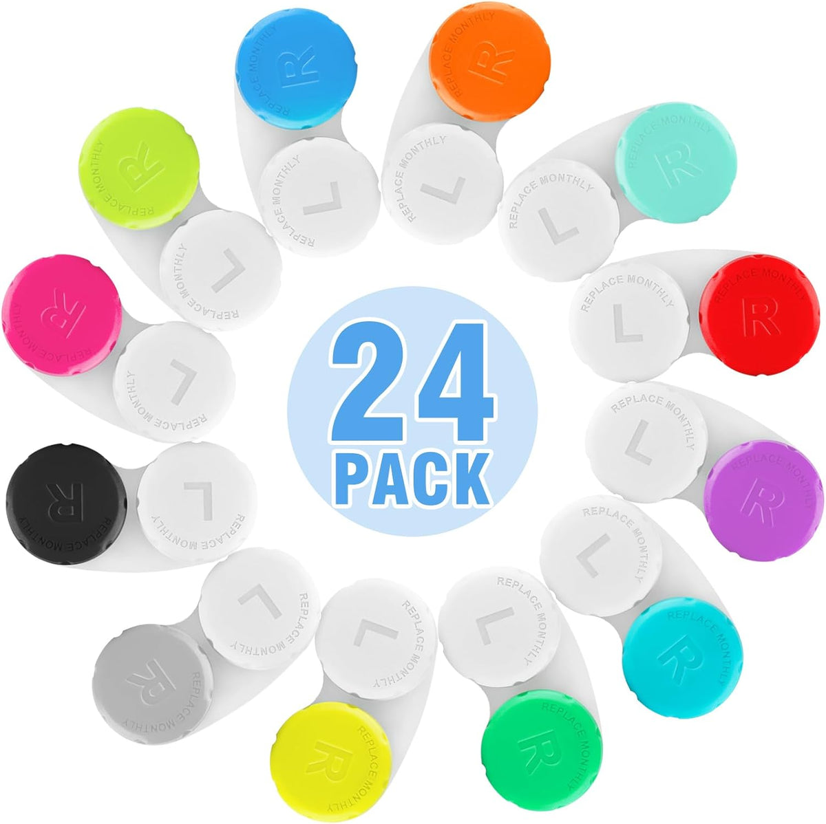 Phyyixs 24 pack colorful contact lens cases front view