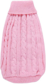 Bwealthest classic cable knit cat and dog apparel in a bright pink color option.