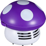 Alipis desk vacuum cleaner front view showing purple mushroom design