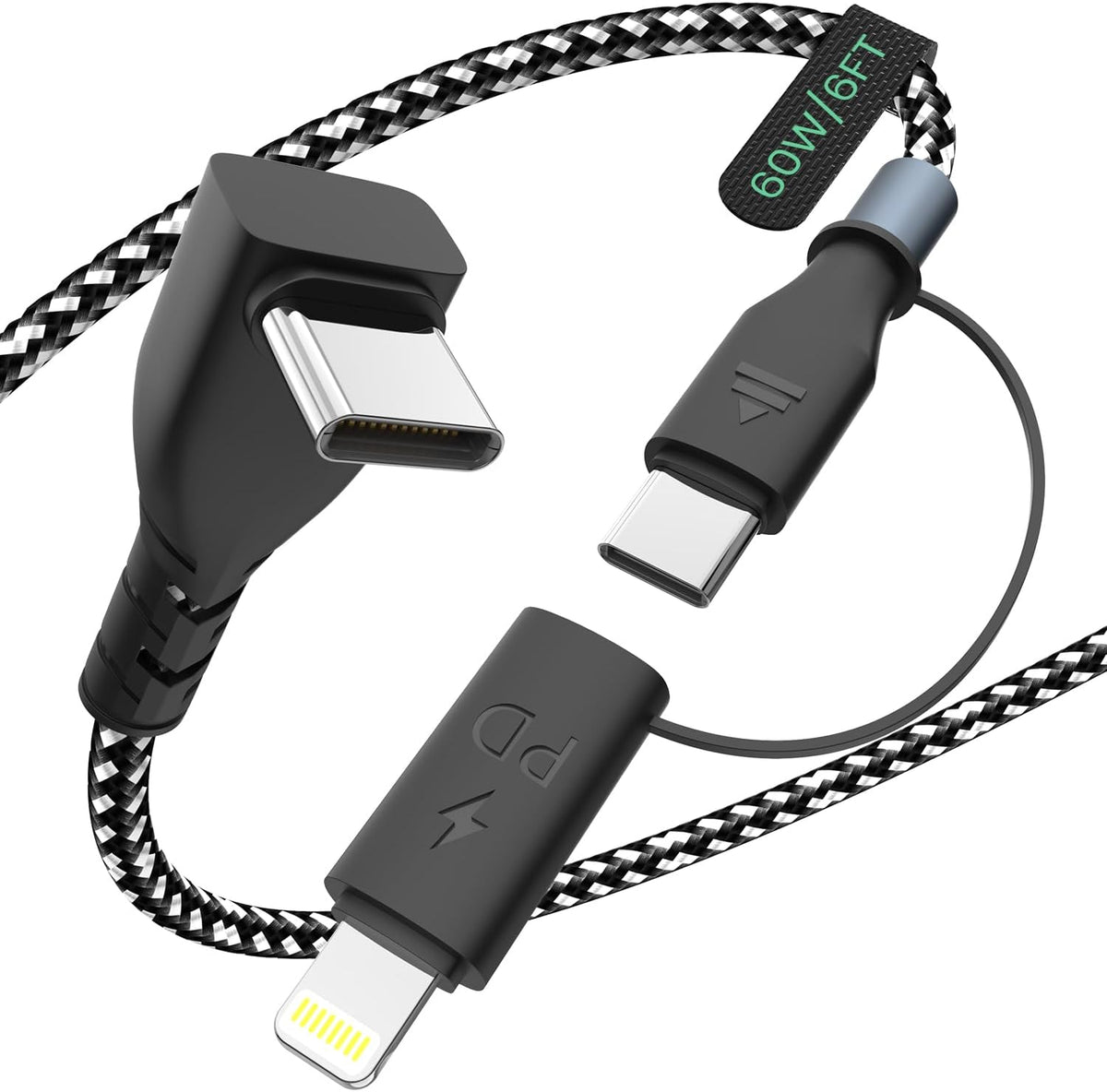 Opluz USB C and Lightning cable front view
