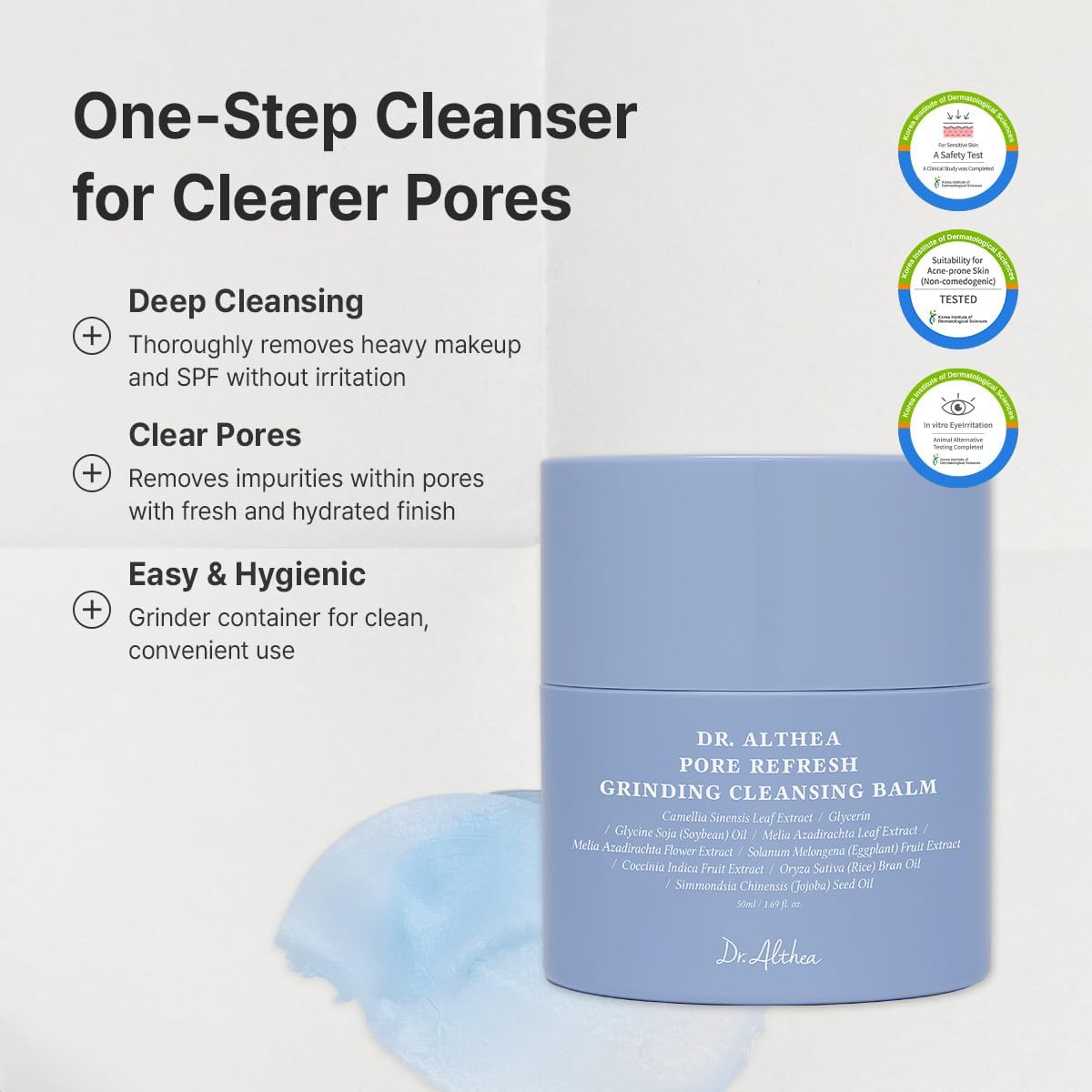 Green tea extract infused pore cleansing cream texture being dispensed.