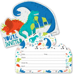 Big Dot of Happiness Roar Dinosaur Shaped Invitation Cards front view