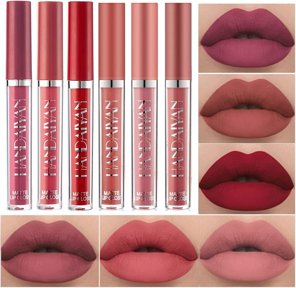 BestLand 6Pcs Matte Liquid Lipstick Set C front view showcasing six colorful tubes.