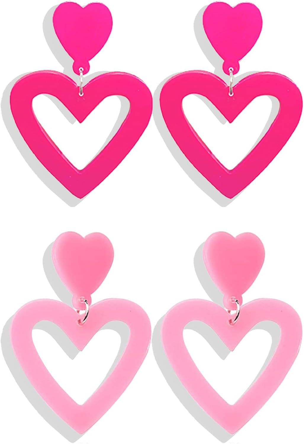 Heart Earrings for Women Valentines Pink Layered Glitter Tassel Valentines Day Outfit Galentines Gifts Jewelry - Image 10