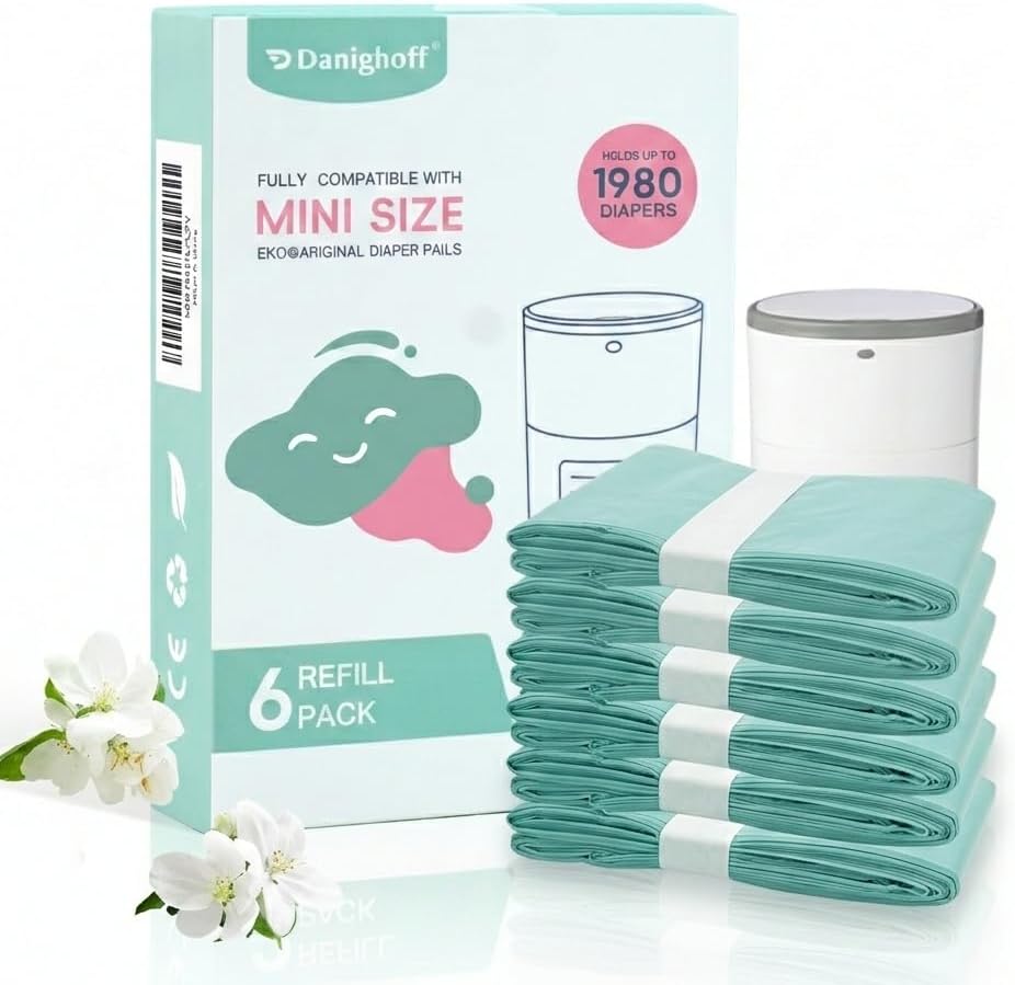 Danighoff 6 pack diaper pail refills for Dekor Mini front view