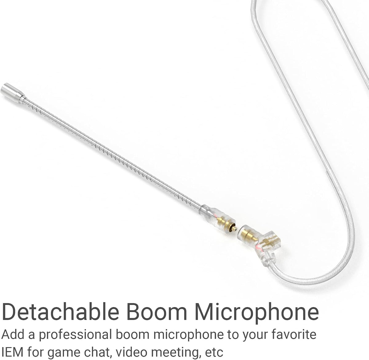 Cubilux Type C audio cable showcasing the detachable boom microphone and gooseneck