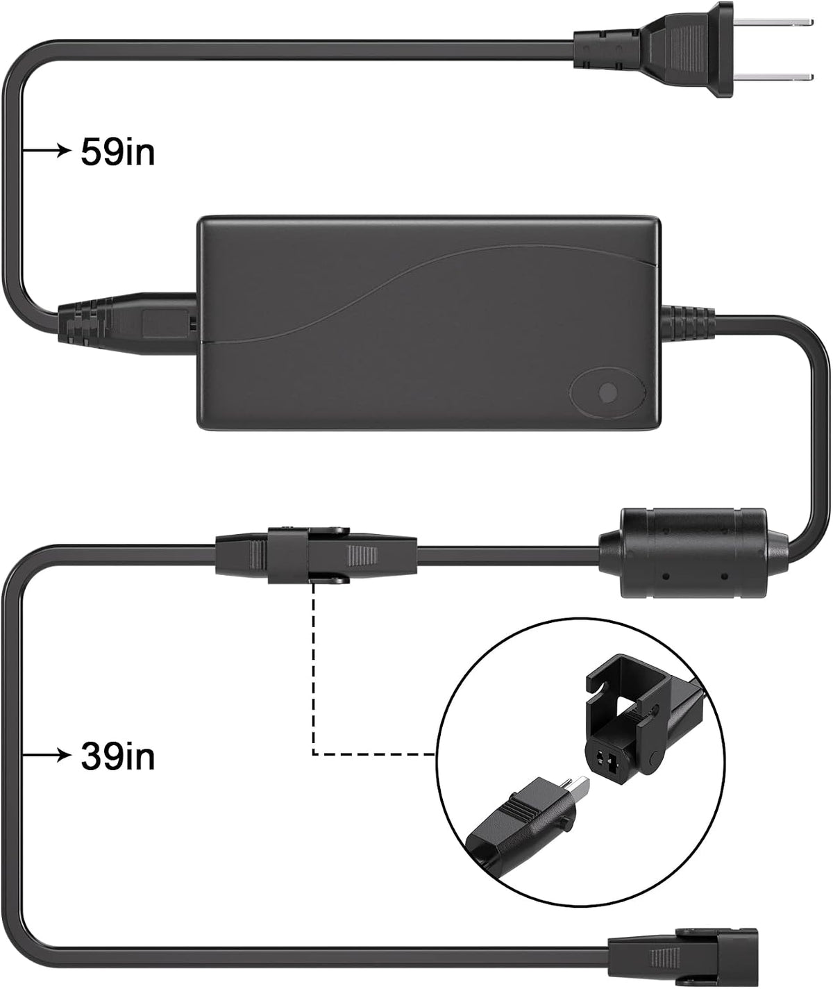 Recliner Power Supply, Ponkor AC/DC Switching Power Supply Transformer 2-pin 29V 2A Adapter with Extension Cord for Lift Chair or Power Recliner Limoss OKIN - Image 7