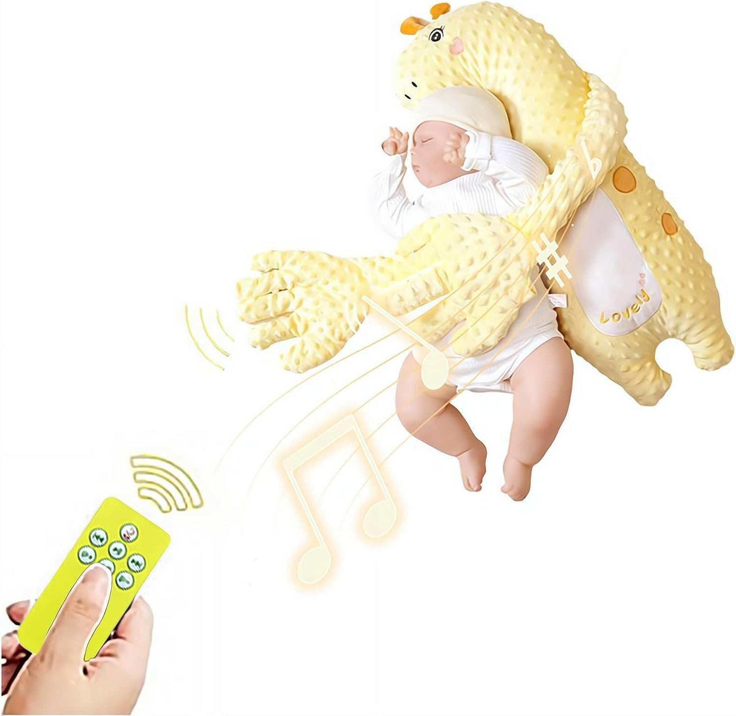 Generic electric automatic baby patting sleep aid giraffe plush doll front view