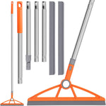 2-in-1 Air Broom, 180° Rotating 54 Inch Adjustable Silicone Rubber Broom Includes 2 Scraping Strips, Sweep and Silicone Tools with Long Handle for Cleaning Bathrooms,Glass,Tiles,Pet Hair - Image 1