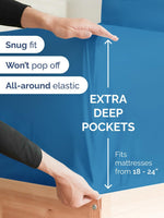 CGK Unlimited twin fitted sheet showing deep pocket corner depth