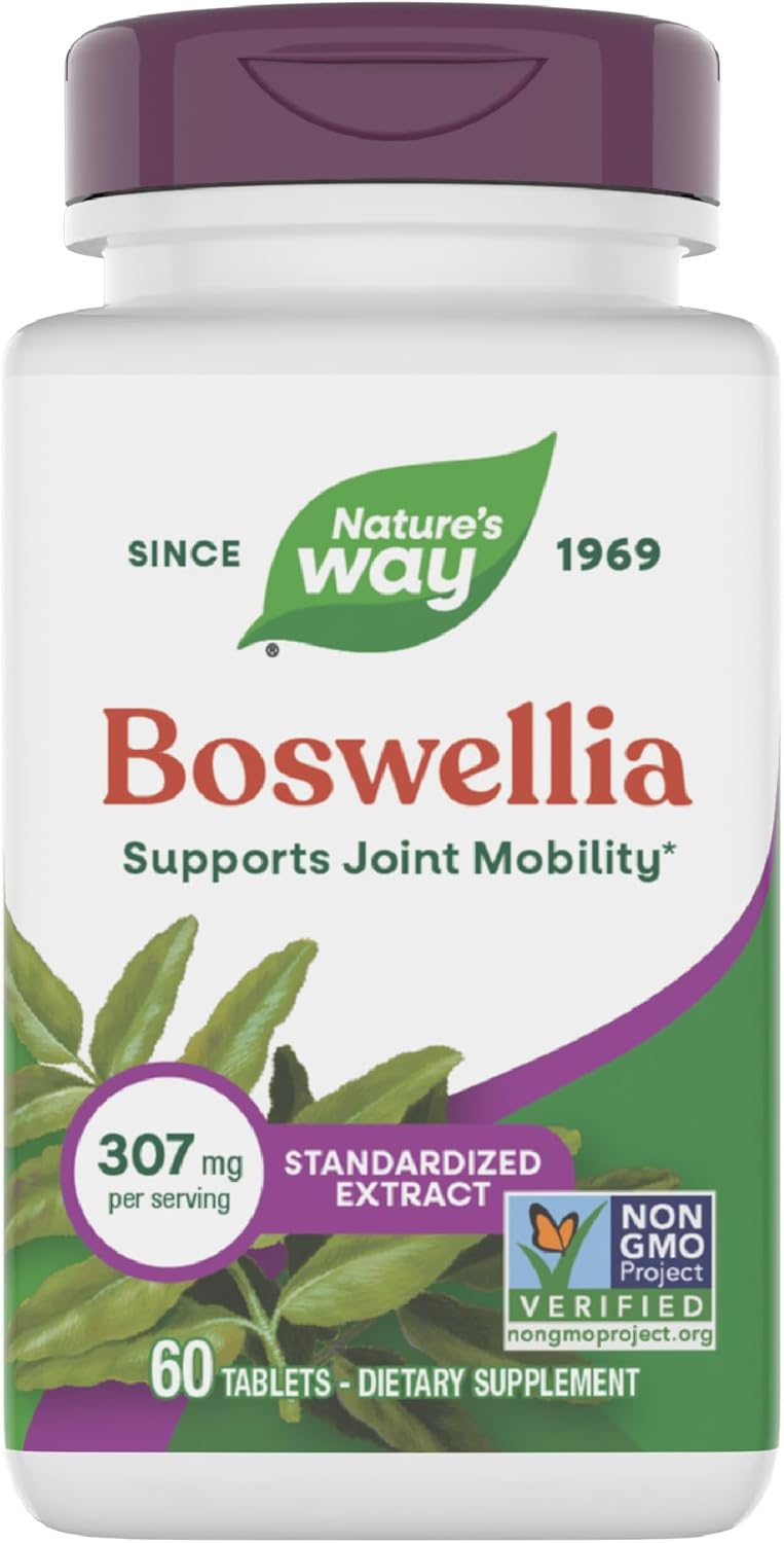 Nature's Way Boswellia Standardized 60 Tablets front bottle view for joint mobility