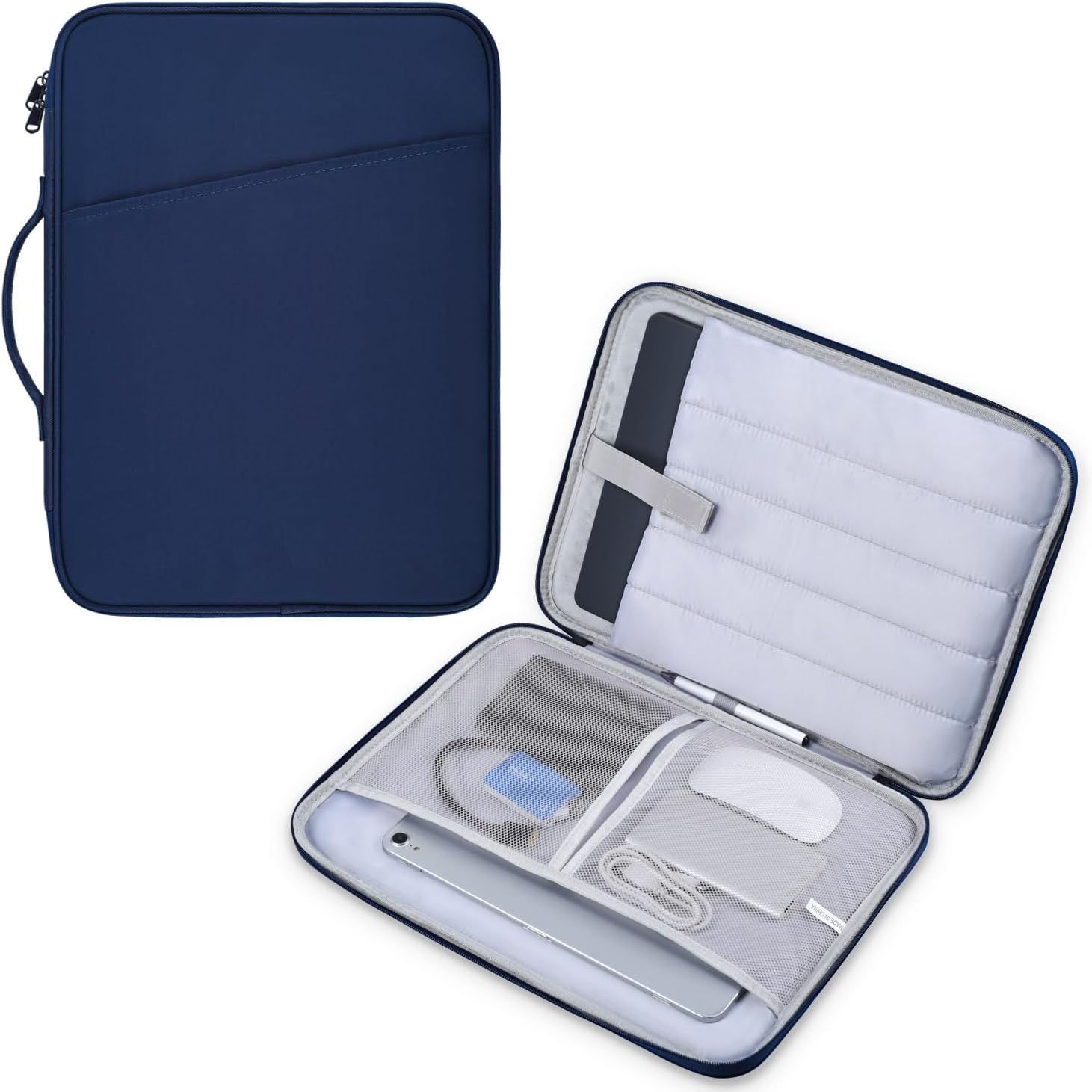 CASEDAO laptop carrying sleeve 15 inch blue front view showing handle