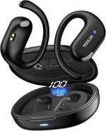 Tedelon open ear headphones front view showing charging case and earbuds
